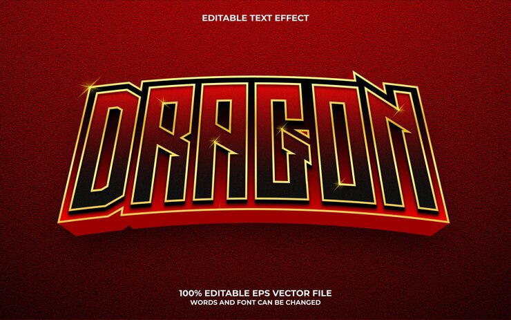 Vector efecto de texto editable dragon 3d