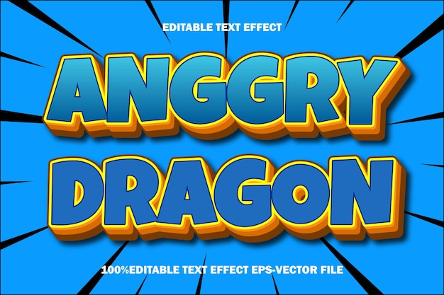 Efecto de texto editable del dragón enojado Estilo de gradiente de relieve 3D