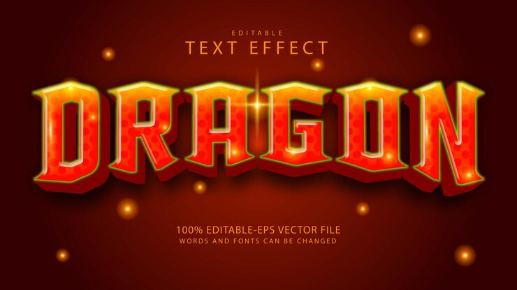 Vector efecto de texto editable de dragón
