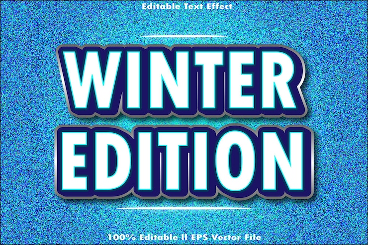 Vector efecto de texto editable de la edición de invierno