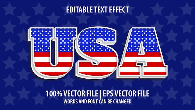 Efecto de texto editable EE. UU. moderno y estilo de fuente minimalista Vector Premium