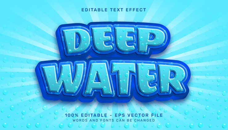 Vector efecto de texto editable de efecto 3d de estrella de agua profunda