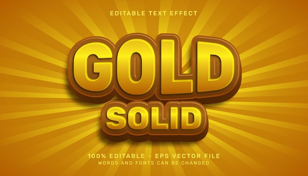 Efecto de texto editable de efecto 3d sólido dorado