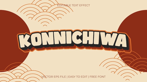 Efecto de texto editable Efecto de texto konnichiwa marrón