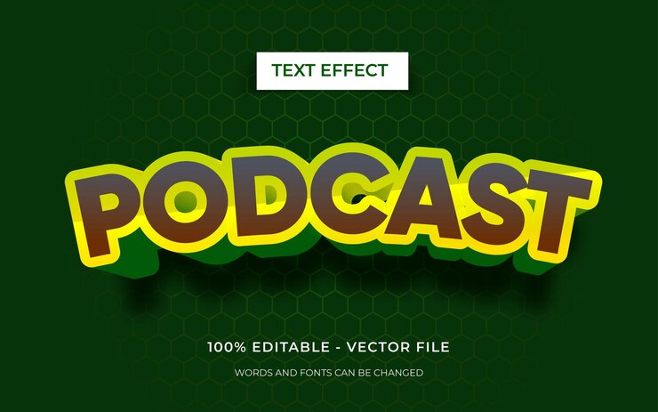 Vector efecto de texto editable efecto de texto de podcast