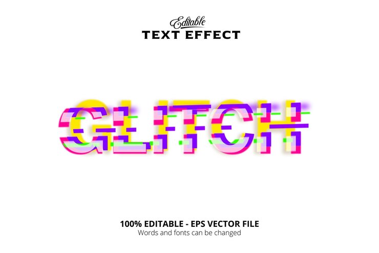 Vector efecto de texto editable efecto de texto tipo glitch