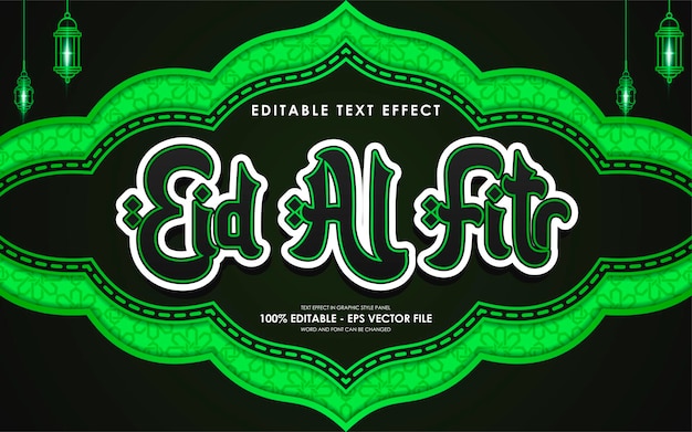Efecto de texto editable de Eid Al Fitr con fondo islámico
