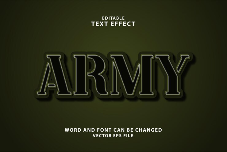 Vector efecto de texto editable del ejército
