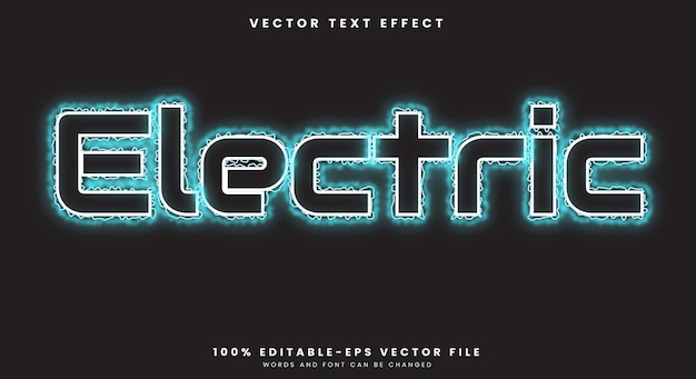 Efecto de texto editable eléctrico plantilla con tema de estilo de texto azul eléctrico