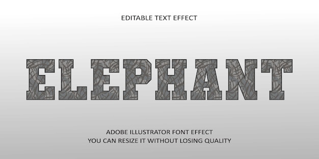 Vector efecto de texto editable de elefante