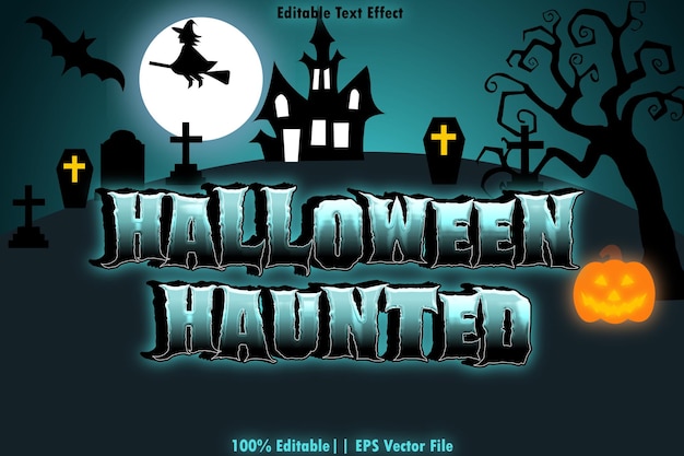 Vector efecto de texto editable embrujado de halloween estilo de relieve 3d