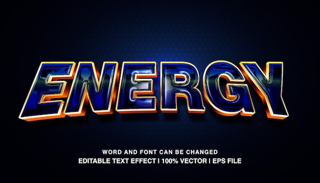 Efecto de texto editable de energía azul lujo 3d estilo de texto futurista brillante en negrita
