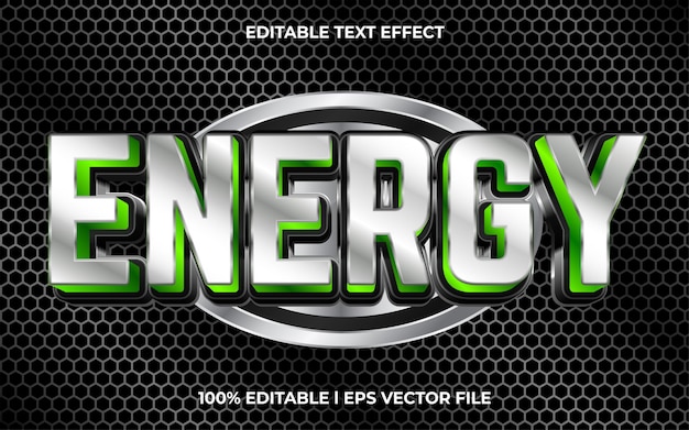 Vector efecto de texto editable de energía, estilo de fuente de tipografía de letras, tecnología de texto 3d para título