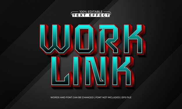 efecto de texto editable de enlace de trabajo con un estilo de texto de trabajo y trabajo
