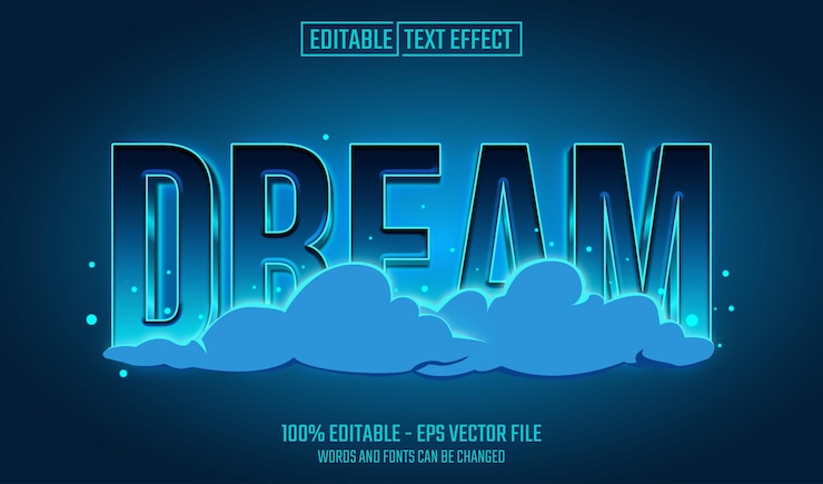 Vector efecto de texto editable de ensueño