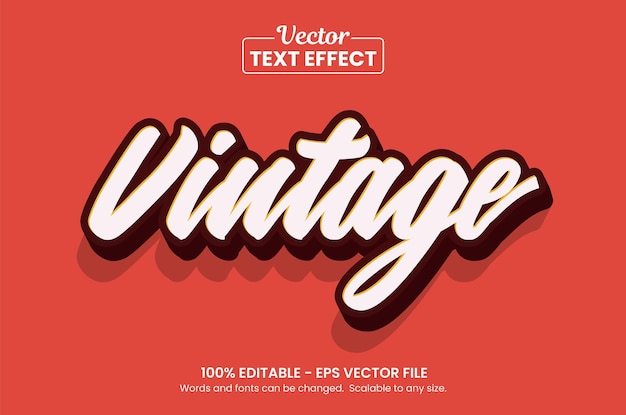 Efecto de texto editable de época vector premium