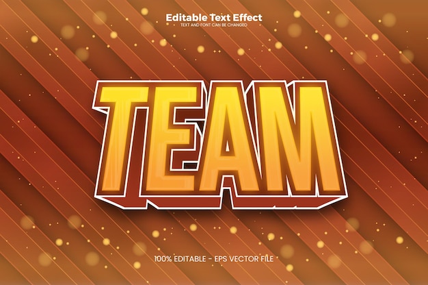 Efecto de texto editable en equipo en estilo de tendencia moderna