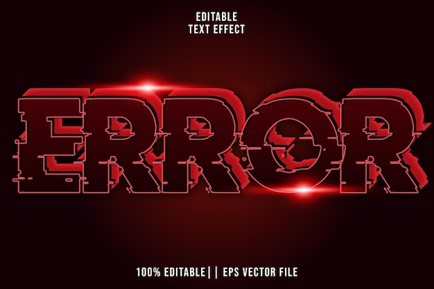 Efecto de texto editable de error estilo moderno 3D