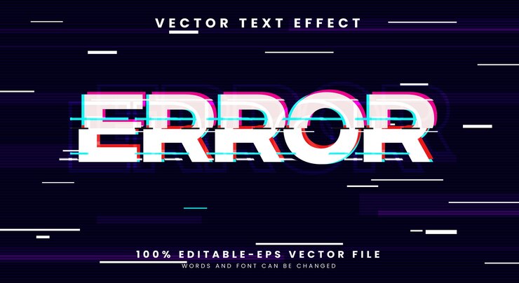 Vector efecto de texto editable de error plantilla con estilo de glitch