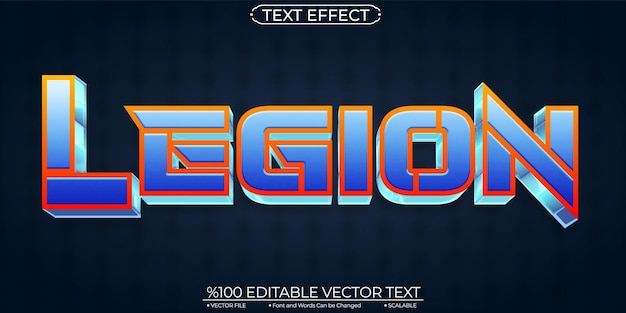 Efecto de texto editable y escalable de legion