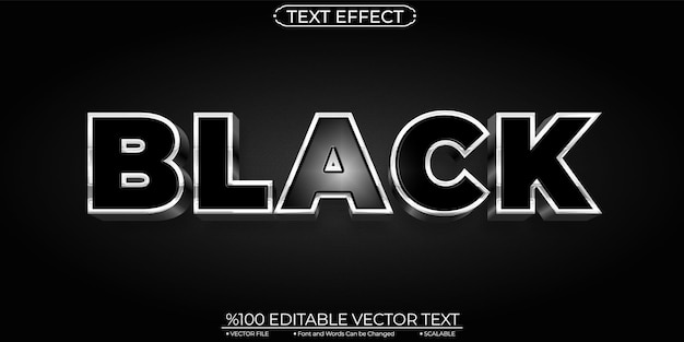 Efecto de texto editable y escalable negro plateado