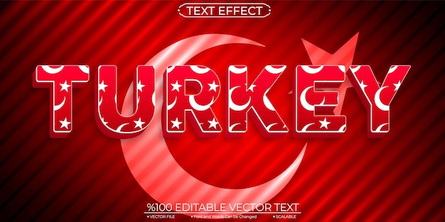 Vector efecto de texto editable y escalable de turquía