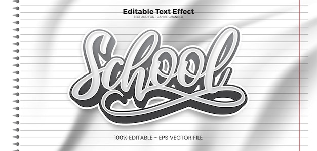 Vector efecto de texto editable escolar en estilo de tendencia moderna.