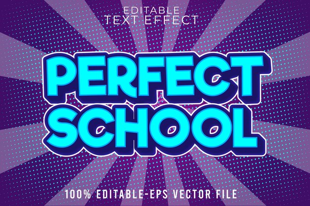 Efecto de texto editable escuela perfecta con estilo cómic moderno