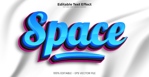 Efecto de texto editable espacial en estilo de tendencia moderna.