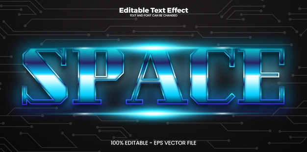Efecto de texto editable en el espacio en el estilo de tendencia moderna de ciencia ficción
