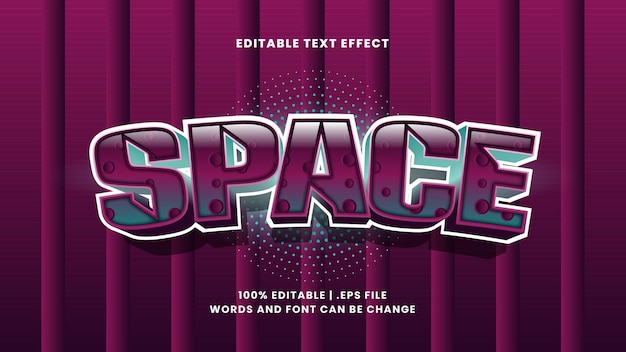 Efecto de texto editable de espacio en estilo de texto moderno y futurista