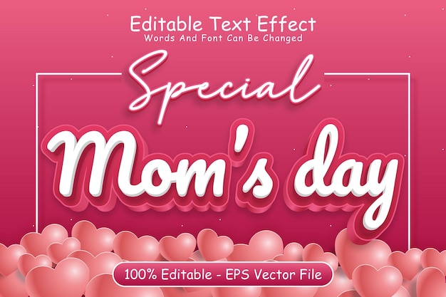 Efecto de texto editable especial para el día de las madres Estilo moderno en relieve en 3 dimensiones
