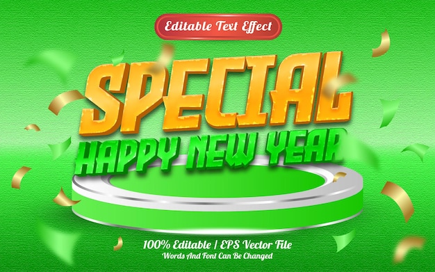 Efecto de texto editable especial feliz año nuevo