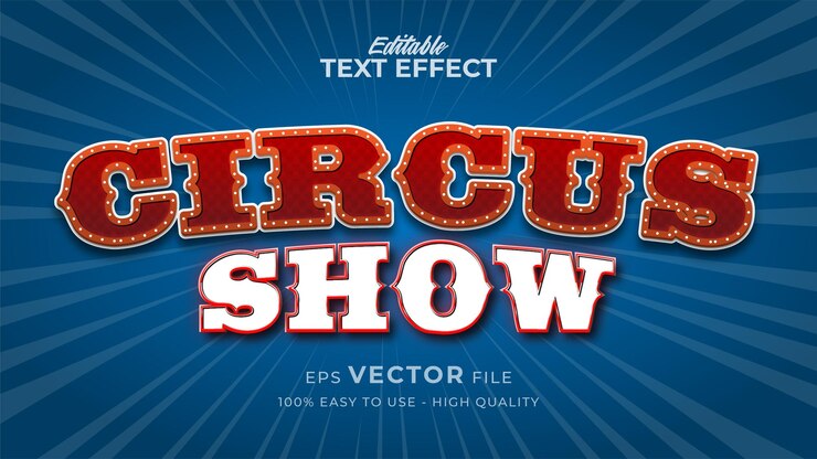 Vector el efecto de texto editable del espectáculo de circo