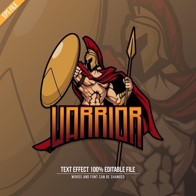 Efecto de texto editable esport logo squad warrior