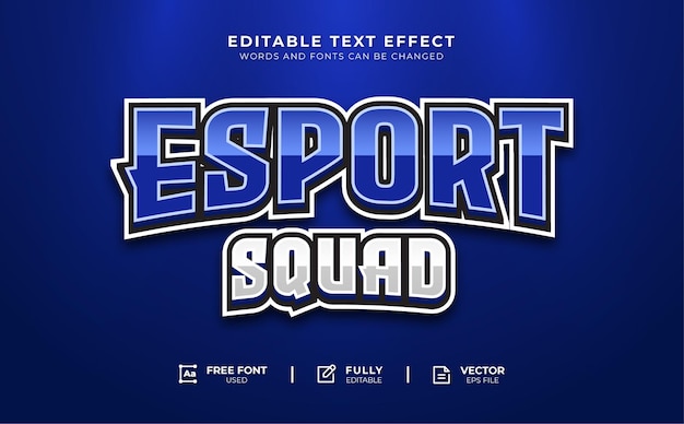 Efecto de texto editable de Esport Squad