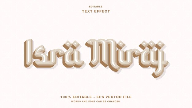 Efecto de texto editable de estilo 3D árabe de Isra Miraj