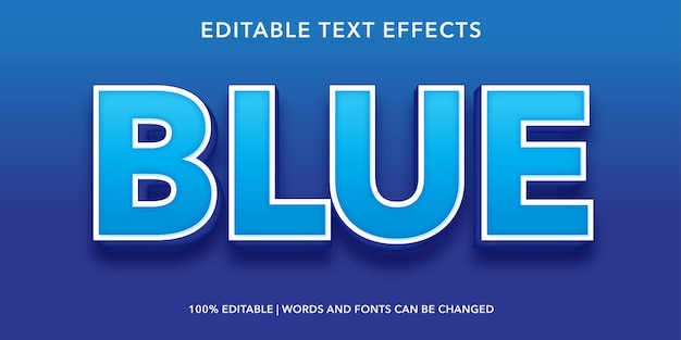 Efecto de texto editable estilo 3d azul