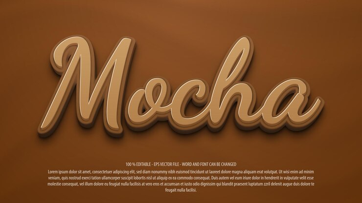 Vector efecto de texto editable estilo 3d café moca