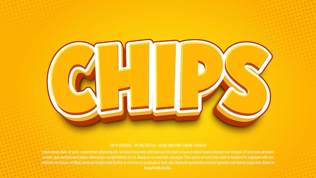 Efecto de texto editable de estilo 3d de chips