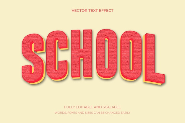 Efecto de texto editable de estilo 3d escolar