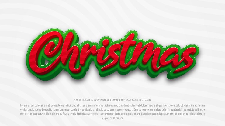 Vector efecto de texto editable de estilo 3d de feliz navidad