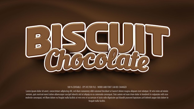 Efecto de texto editable de estilo 3d de galleta de chocolate