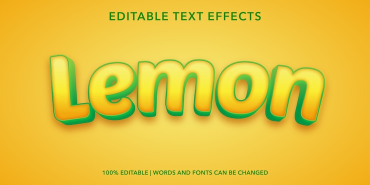 Vector efecto de texto editable de estilo 3d de limón
