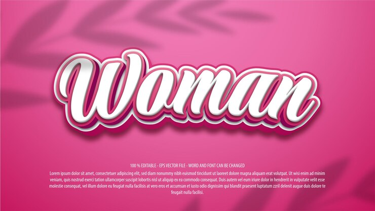 Vector efecto de texto editable de estilo 3d de mujer