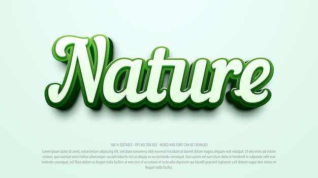 Efecto de texto editable de estilo 3d de la naturaleza