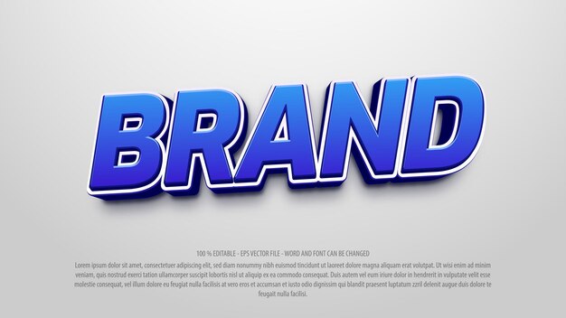 Efecto de texto editable de estilo 3d en negrita de marca
