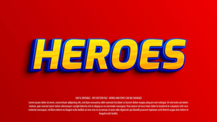 Vector efecto de texto editable de estilo 3d en negrita de superhéroes