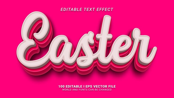 Vector efecto de texto editable de estilo 3d de pascua