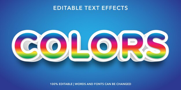 Efecto de texto editable de estilo 3d de texto colorido